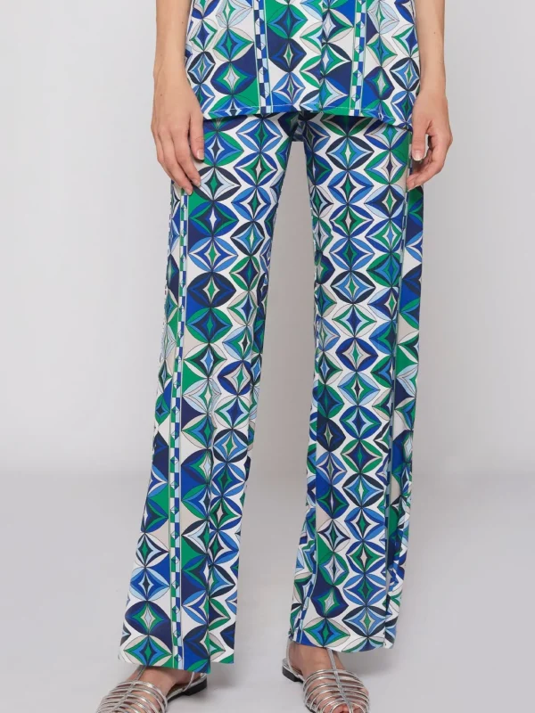 Trousers*Vilagallo Trouser Venus Green Geometric Knit Print