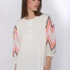 T-Shirts*Vilagallo T-Shirt Karen Fluor Embroidered Zig-Zag