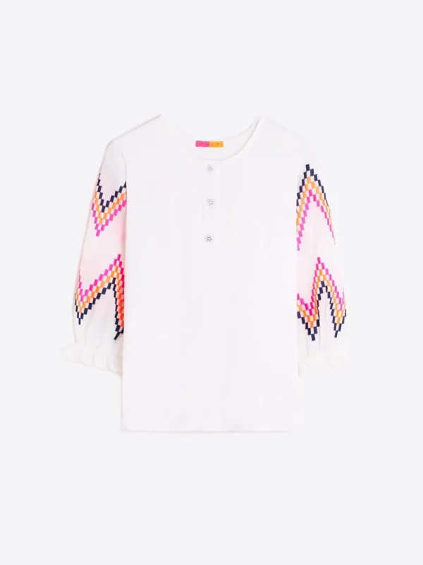 T-Shirts*Vilagallo T-Shirt Karen Fluor Embroidered Zig-Zag