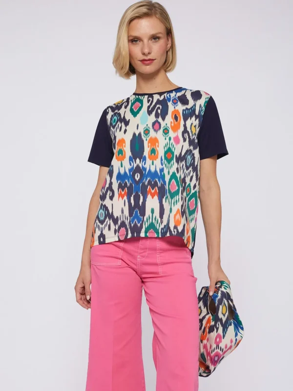 T-Shirts*Vilagallo T-Shirt Multicolour Ikat Cotton Print