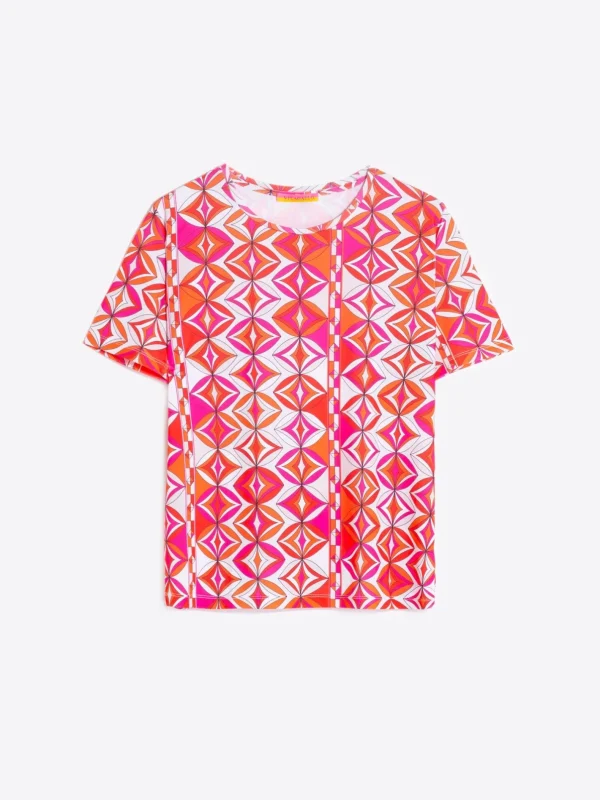 T-Shirts*Vilagallo T-Shirt Tora Pink Geometric Knit Print