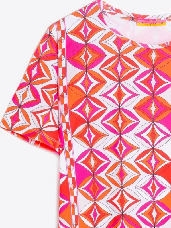 T-Shirts*Vilagallo T-Shirt Tora Pink Geometric Knit Print