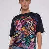 T-Shirts*Vilagallo T-Shirt Victoria Navy Hand Painted Flowers