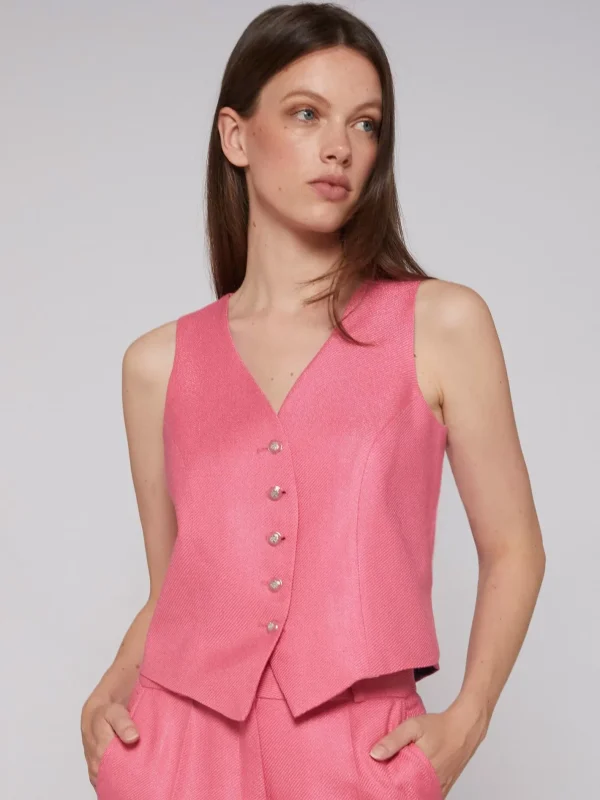 Waistcoats*Vilagallo Vest Smart Pink Savile